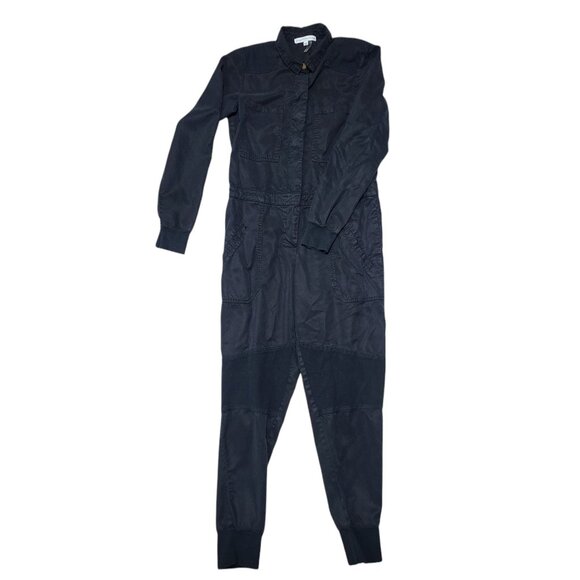 Young Fabulous & Broke XS Black Long-Sleeve Tencel Jumpsuit Button-Front Closure - Picture 1 of 12